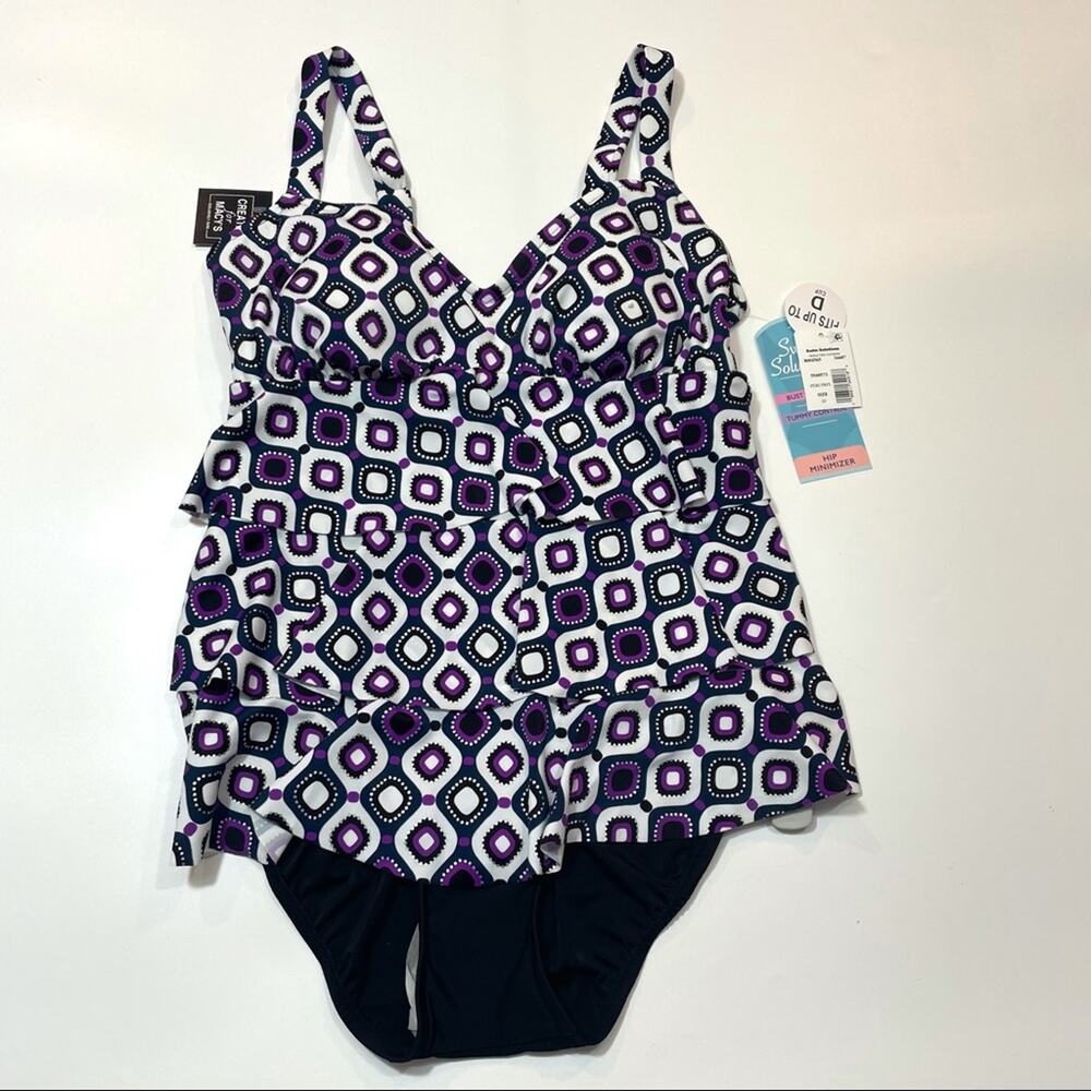 Swim Solution tiered one piece swimsuit Sz 10 - Picture 4 of 7